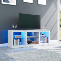Wrought Studio Wrought Studio™ Tv Stand With Led Lights For Tvs Up To 65 Inch, Entertainment Centre With Glass Shelves,