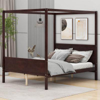 Red Barrel Studio Queen Size Canopy Platform Bed With Headboard And Footboard