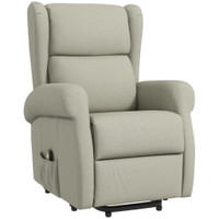 WINGBACK LIFT CHAIR FOR ELDERLY, POWER CHAIR RECLINER WITH FOOTREST, REMOTE CONTROL, SIDE POCKETS, CREAM WHITE