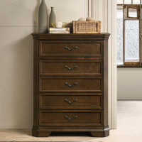 Charlton Home Ailany Traditional Wood 5-drawer Chest, Antique Walnut Finish