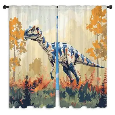 Upgrade your home decor with these Dinosaur sheer window curtains printed in the USA! Great for your...