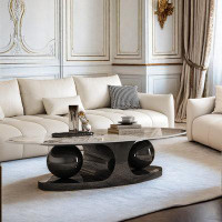 Everly Quinn Modern Light Luxury Oval Sintered Stone Coffee Table