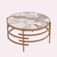 Everly Quinn 32.48'' Round Coffee Table With Sintered Stone Top