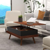 George Oliver Lift Top Coffee Table, 39.25" Coffee Table with Hidden Compartments and Wood Legs