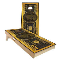 Skip's Garage 2' X 4' Gold $100 Cornhole Board Set With Carry Case