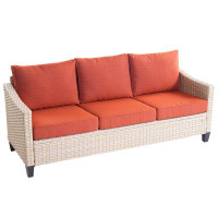 Ebern Designs Bonnita 76'' Wide Outdoor Wicker Patio Sofa with Cushions