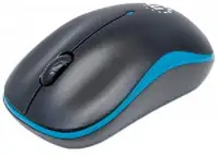 Manhattan Success Wireless Optical Mouse - USB, Three Buttons with Scroll Wheel, 1000 dpi, Blue-Black - 179416