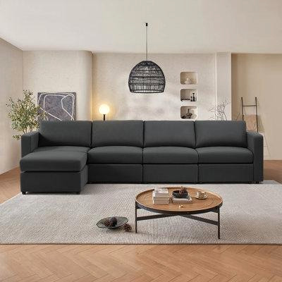 Ebern Designs 5 Piece Square Arm Sofa in Couches & Futons