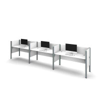 Bestar Pro-Biz Triple Side-by-Side Workstation with 3 Privacy Panels (Per Workstation) Benching Desks