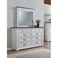 Canora Grey Hillcrest 9-drawer Dresser with Mirror Dark Rum and White