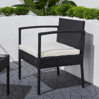 City Supply Center Tierra 3-Piece Classic Outdoor Wicker Coffee Lounger Set In Black With Cushion