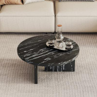 Ivy Bronx MDF Material Circular Textured Coffee Table, For Living Room.