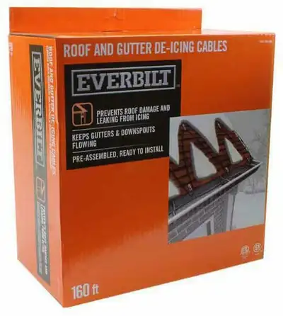 New EVERBILT 160 FOOT ROOF AND GUTTER DE-ICING HEATER CABLE - Prevent Leaky Winter Roofs and Falling Ice!!