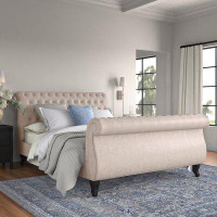 Three Posts Vidette Tufted Upholstered Low Profile Sleigh Bed