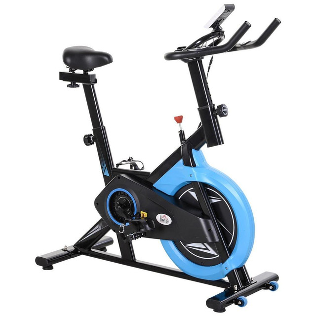 STATIONARY EXERCISE BIKE, 13LBS FLYWHEEL BELT DRIVE TRAINING BICYCLE, W/ ADJUSTABLE RESISTANCE LCD MONITOR in Exercise Equipment
