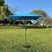 Arlmont & Co. Lotus 6.5Ft Square Market Umbrella  With Stand/Base-Blue Colour — Outdoor Tables & Table Components: From