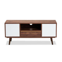 Lefancy.net Lefancy  Grover Mid-Century Modern Two-Tone Cherry Brown and White Finished Wood 2-Door TV Stand