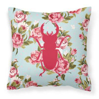 August Grove Kunzler Beetle Shabby Elegance Blue Roses Square Indoor/Outdoor Throw Pillow