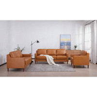 ArtdecoHome Artdeco Home Sedona Camel Faux Leather 3-seater Sofa, Loveseat, And Armchair Set