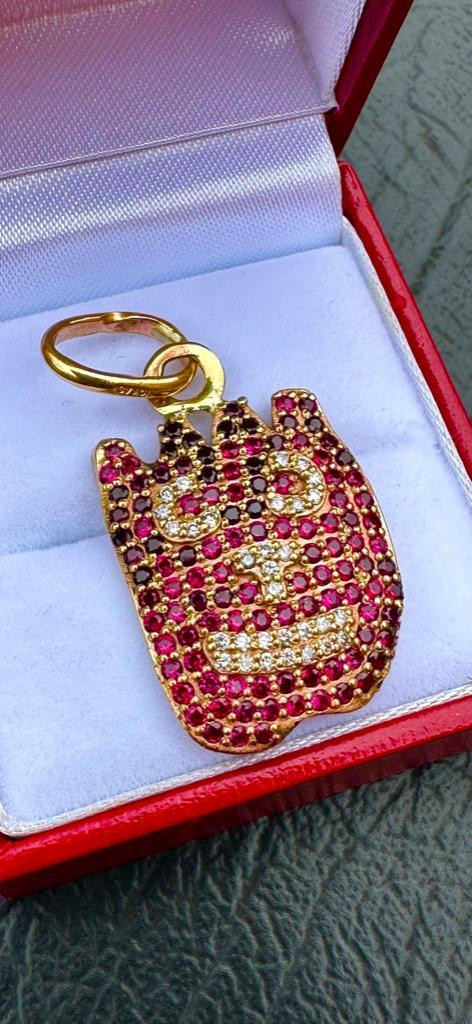 #326 - Custom 10k Yellow Gold, Ruby &amp; Diamond “Wilson” Pendant dans Bijoux et montres - Image 3
