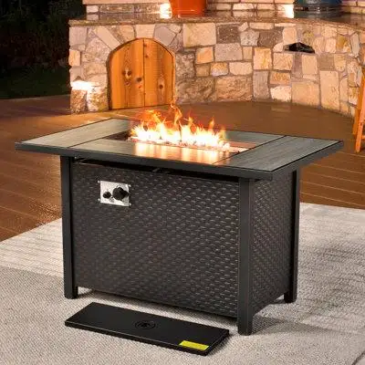 Red Barrel Studio 25.98'' H X 42.13'' W Steel Propane Outdoor Fire Pit Table With Lid