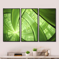 Wrought Studio Green Fractal Exotic Plant Stems - Abstract Framed Canvas Wall Art Set Of 3
