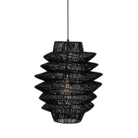 Everly Quinn Lefancy Single Rattan Dimmable Ceiling Light With White Shades
