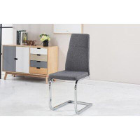 Brayden Studio Dining Chair With Metal Legs Chrome Finish And Upholstered In Linen, Set Of 2