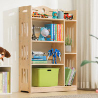 MoNiBloom Wood 4 Tiers Standard Bookcase, Books Toys Storage Bookshelf for Living Room