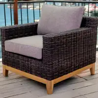 Red Barrel Studio Courtyard Casual Maywood Silver Oak With Teak Club Chair With Cushions