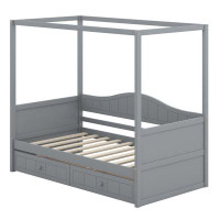 Red Barrel Studio Twin Size Canopy Day Bed With 2 Drawers