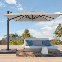 Arlmont & Co. Luxury Shade: 10FT×10FT Cantilever Umbrella Solution-Dyed Fabric, Aluminum Frame, and 360° Rotation