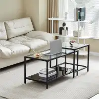 Latitude Run® Modern Black Coffee Table Nesting Set - Space-Saving 2-In-1 Design