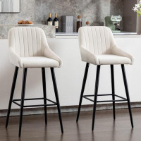 Mercer41 Elegant Lifestyle Modern Bar Stools,Velvet Upholstered Barstools With Back,Set Of 2 Bar Chairs For Kitchen Livi