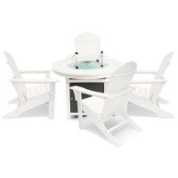 LuXeo Vail 48" Round Two-Tone Fire Pit Table with 4 Hampton Chairs