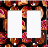 WorldAcc Metal Light Switch Plate Outlet Cover (Coffee Beans Candy Treat Black - Double Rocker)