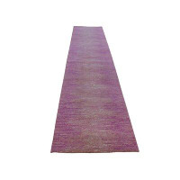 Isabelline 2'7"X12'3" Hand Knotted Zero Pile Pink Pure Wool Only Runner Rug 4223B62BF7BA4146A845D7E5E31EF84D