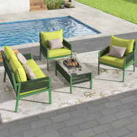 Ebern Designs Rope Patio Furniture Set, Outdoor Furniture With Tempered Glass Table, Patio Conversation Set Deep Seating