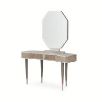 Michael Amini Lanterna - Vanity/writing Desk With Mirror - Silver Mist