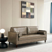 Ebern Designs Modern Mid-Century Vegan Leather Sofa
