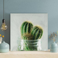 Foundry Select Green Plant In Clear Glass Jar - 1 Piece Square Graphic Art Print On Wrapped Canvas