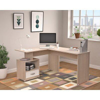 Latitude Run® Latitude Run® Juliahnna L-Shape Computer Desk With Cubby In Maple And White