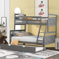 Harper Orchard Lit superposé simple au-dessus d'un lit double avec lit gigogne simple, échelle et garde-corps de sécurit