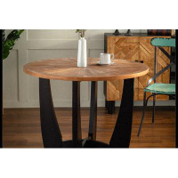Millwood Pines Round Dining Table with Scattering Pattern Splicing Table Top