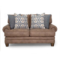 Ebern Designs Hattaway 74" Recessed Arm Loveseat with Reversible Cushions in , Hazelnut