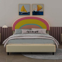 Ebern Designs Full Size Upholstered Platform Bed With Rainbow Shaped