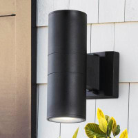 Wrought Studio Schlenker Black Integrated LED Outdoor Armed Sconce