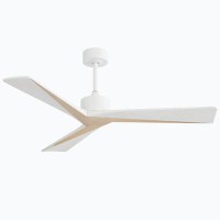 Ivy Bronx 52 Inch Unique Design Ceiling Fan Without Light 3 Solid Wood Blade With DC Motor Remote Control