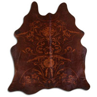 Foundry Select PRINTED HAIR ON Cowhide RUG BAROQUE BEIGE ON BROWN 3 - 5 M GRADE A