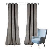 Frifoho Velvet Curtains Colour Block Room Darkening Window Panel Set For Living, Dining, Bedroom (Pair), 108 In L,